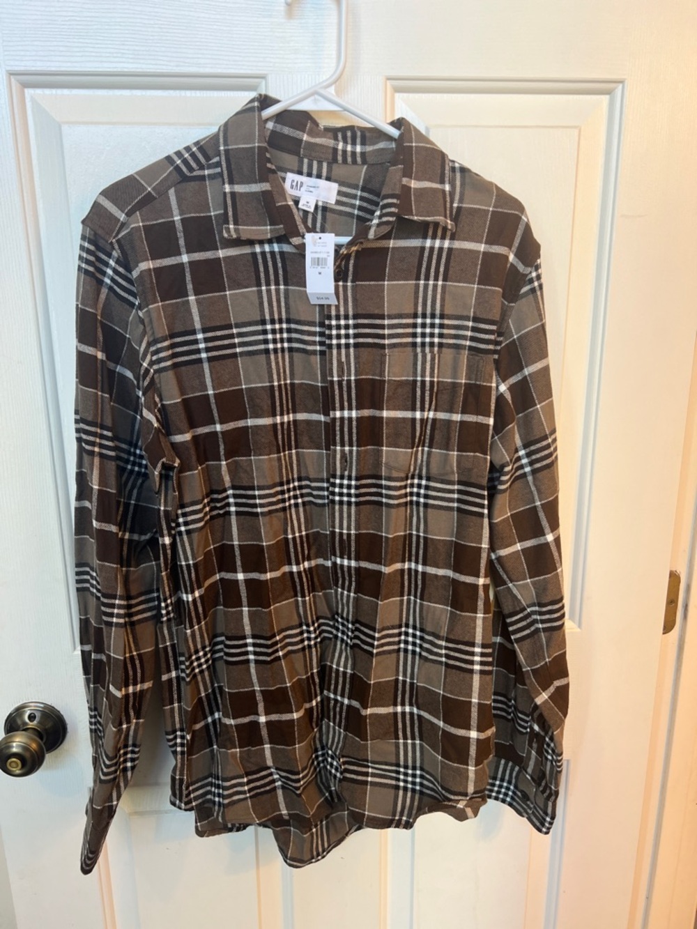 GAP Brown and Cream Plaid Button-Down Shirt